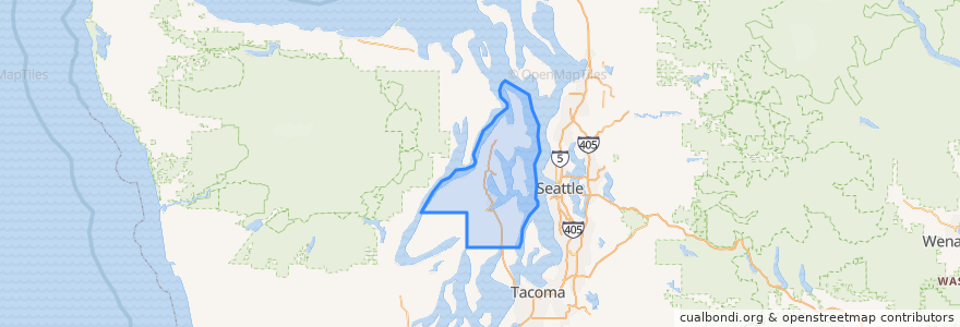 Mapa de ubicacion de Kitsap County.