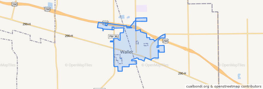 Mapa de ubicacion de Waller.
