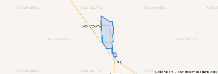 Mapa de ubicacion de Skellytown.