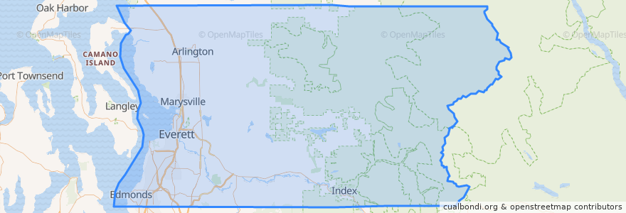 Mapa de ubicacion de Snohomish County.