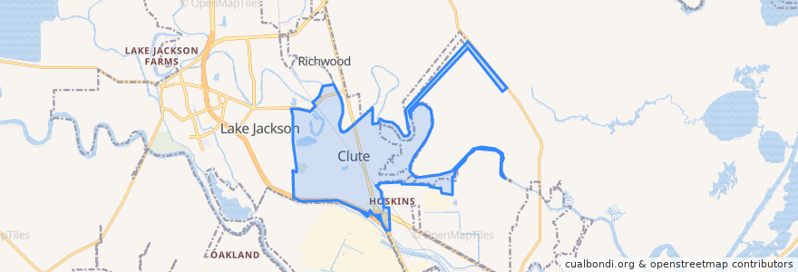 Mapa de ubicacion de Clute.
