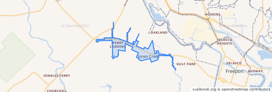 Mapa de ubicacion de Jones Creek.