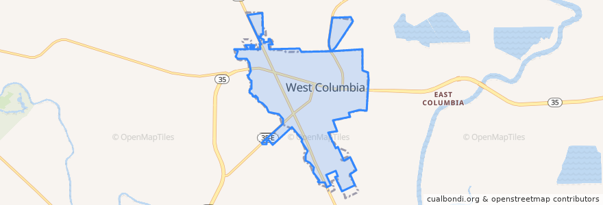 Mapa de ubicacion de West Columbia.