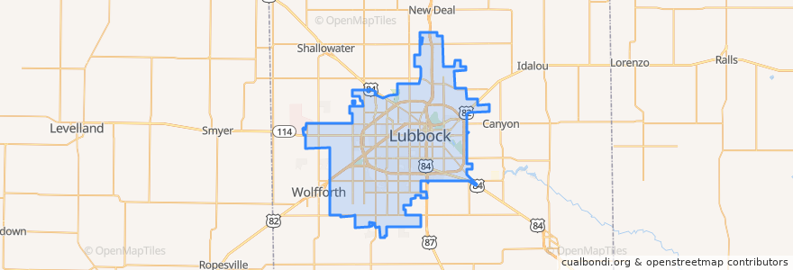 Mapa de ubicacion de Lubbock.