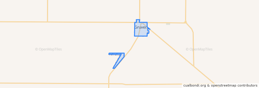 Mapa de ubicacion de Gruver.