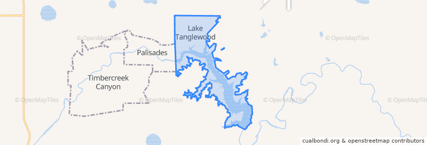Mapa de ubicacion de Lake Tanglewood.