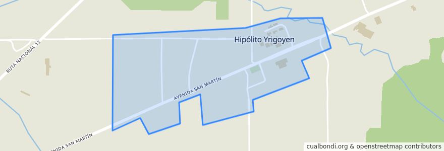 Mapa de ubicacion de Hipólito Yrigoyen.