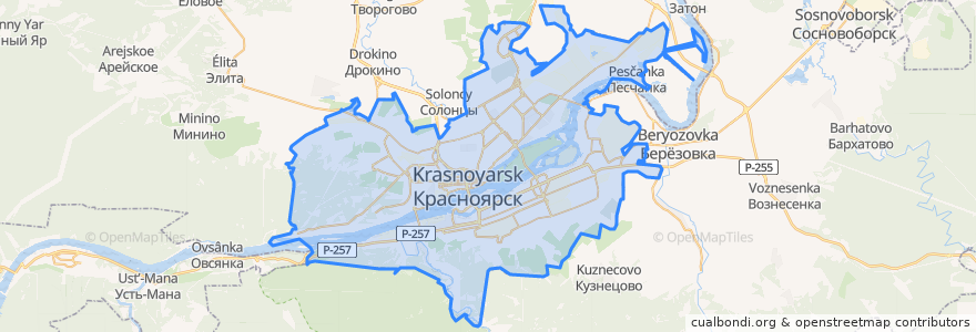 Mapa de ubicacion de городской округ Красноярск.