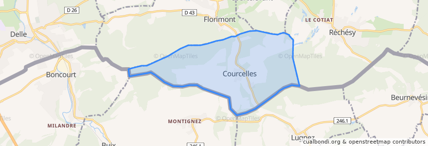 Mapa de ubicacion de Courcelles.