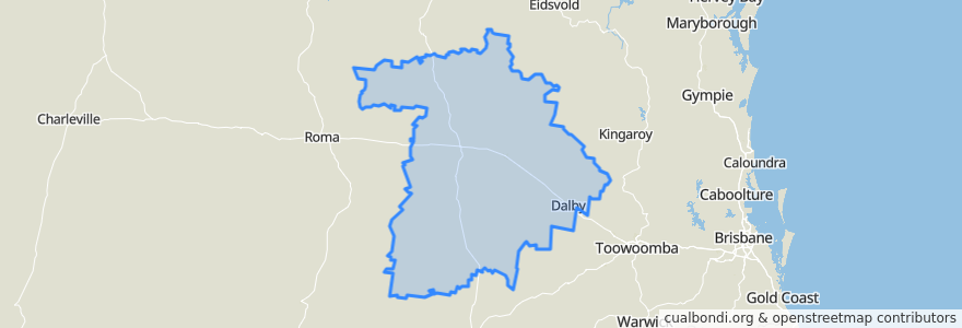 Mapa de ubicacion de Western Downs Regional.