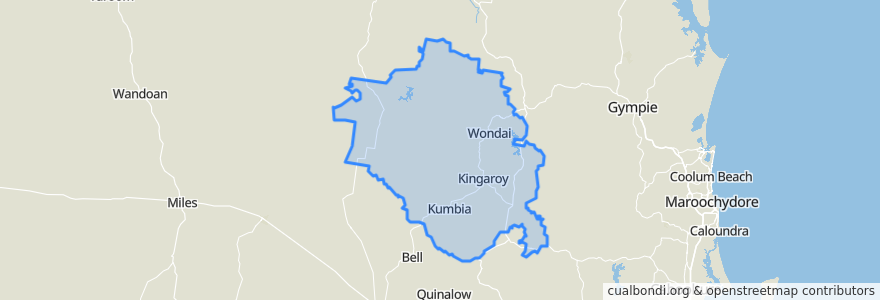 Mapa de ubicacion de South Burnett Regional.