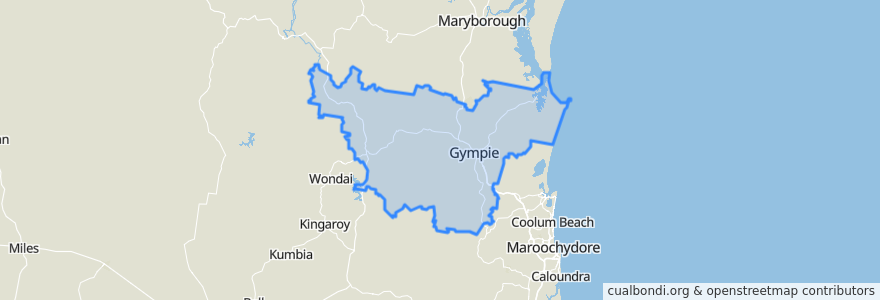 Mapa de ubicacion de Gympie Regional.