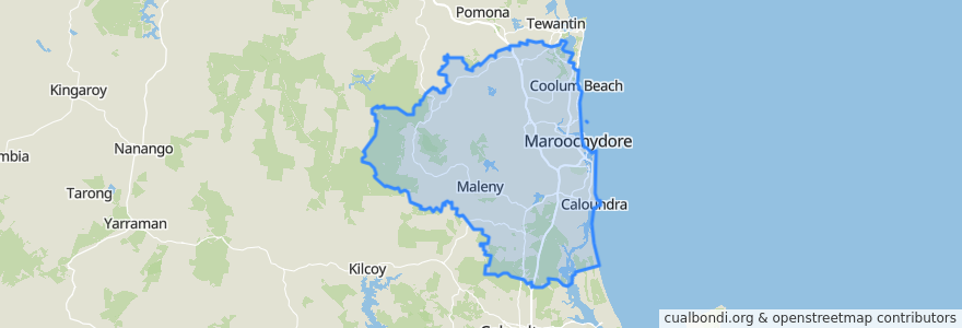 Mapa de ubicacion de Sunshine Coast Regional.