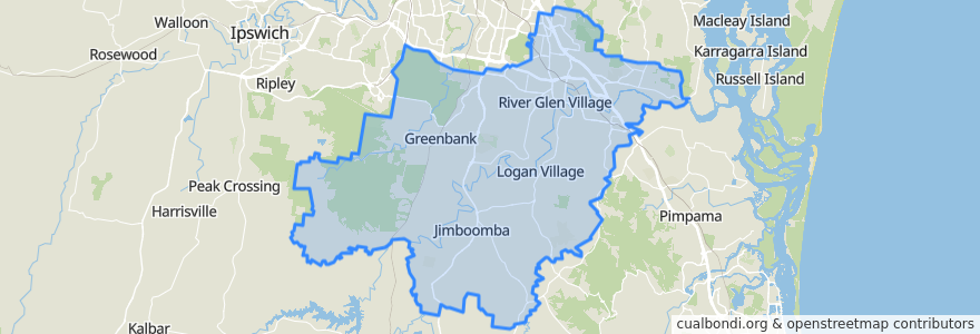 Mapa de ubicacion de Logan City.