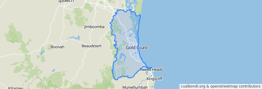 Mapa de ubicacion de Gold Coast City.