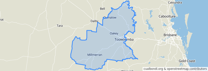 Mapa de ubicacion de Toowoomba Regional.