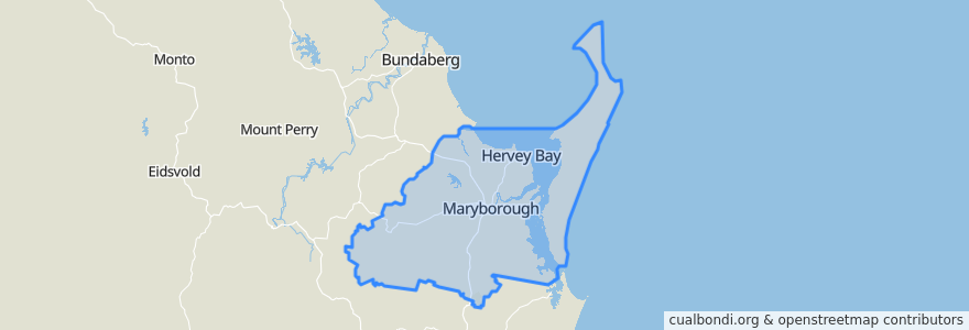 Mapa de ubicacion de Fraser Coast Regional.