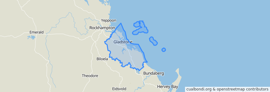 Mapa de ubicacion de Gladstone Regional.