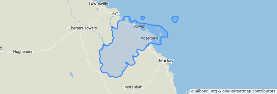 Mapa de ubicacion de Whitsunday Regional.