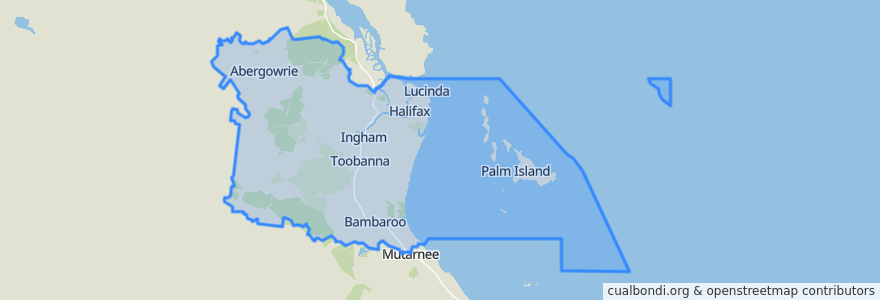 Mapa de ubicacion de Hinchinbrook Shire.