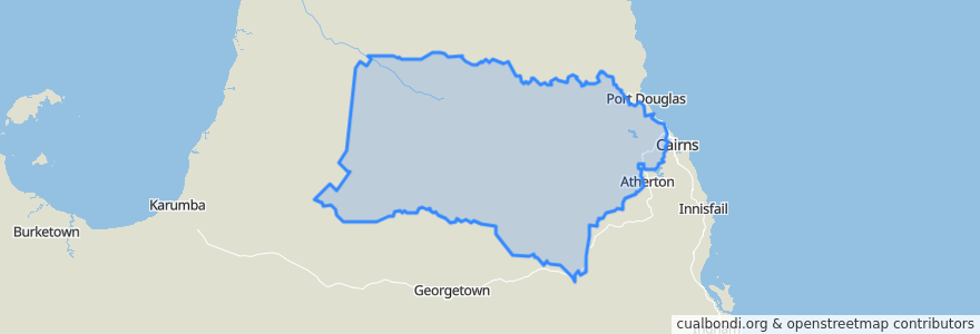 Mapa de ubicacion de Mareeba Shire.