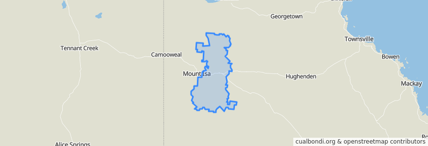 Mapa de ubicacion de Cloncurry Shire.