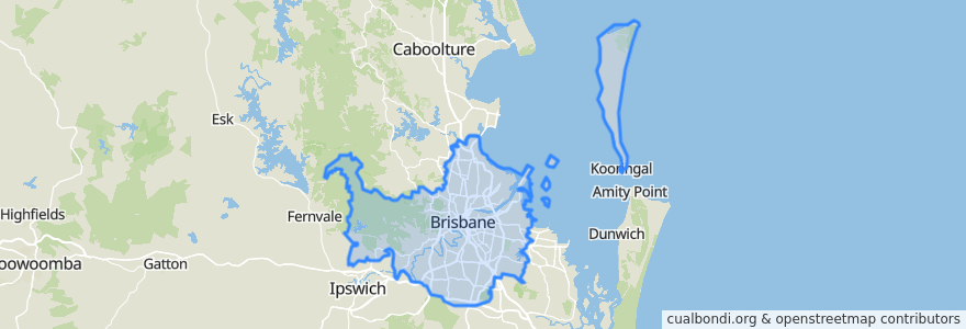 Mapa de ubicacion de Brisbane City.