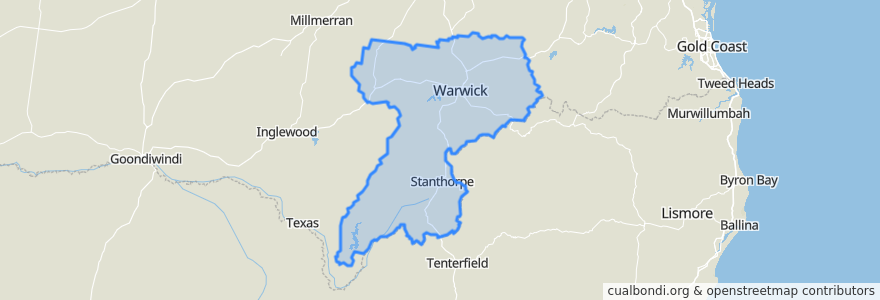 Mapa de ubicacion de Southern Downs Regional.