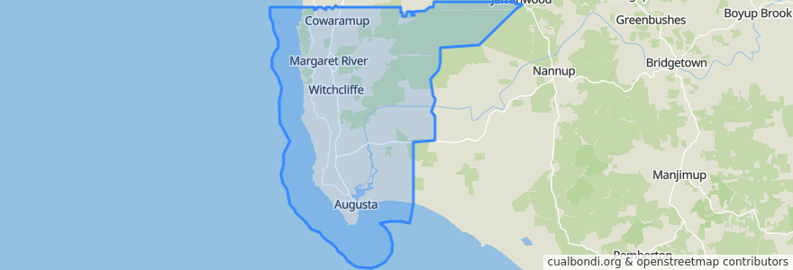 Mapa de ubicacion de Shire Of Augusta Margaret River.