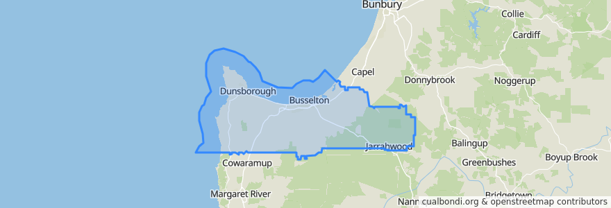 Mapa de ubicacion de City Of Busselton.