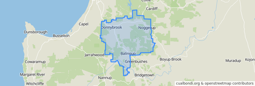 Mapa de ubicacion de Shire Of Donnybrook-Balingup.