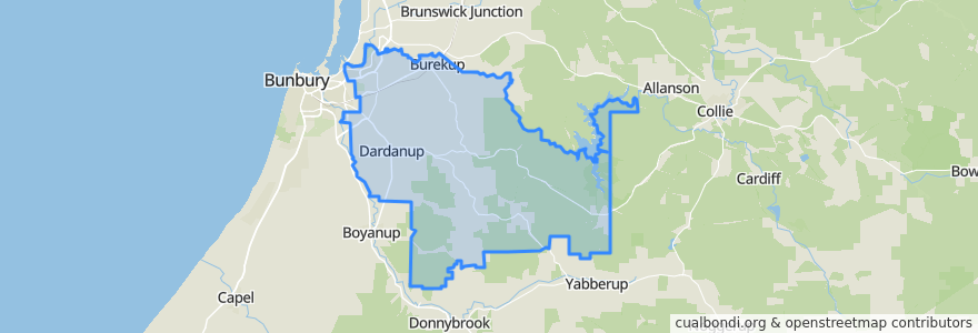 Mapa de ubicacion de Shire Of Dardanup.