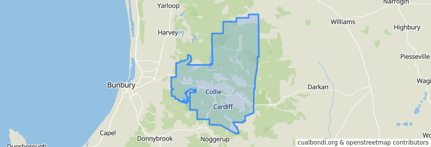 Mapa de ubicacion de Shire Of Collie.