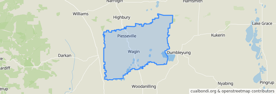 Mapa de ubicacion de Shire Of Wagin.