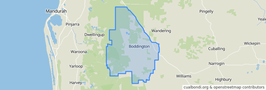 Mapa de ubicacion de Shire Of Boddington.