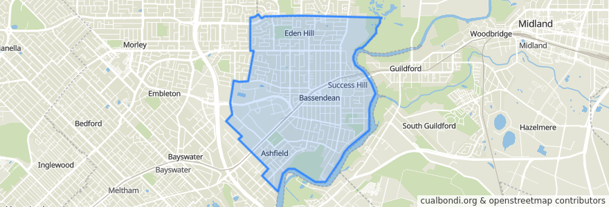 Mapa de ubicacion de Town of Bassendean.