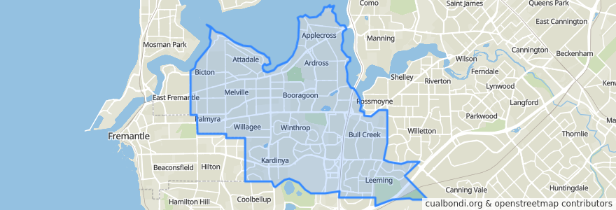 Mapa de ubicacion de City of Melville.