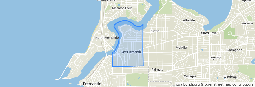 Mapa de ubicacion de Town of East Fremantle.