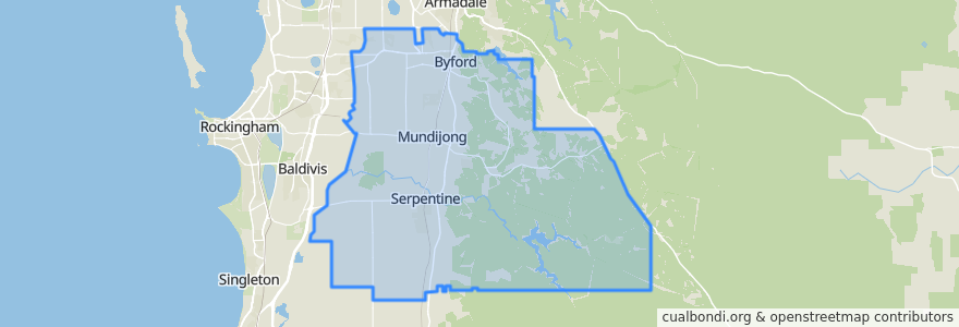 Mapa de ubicacion de Shire of Serpentine-Jarrahdale.