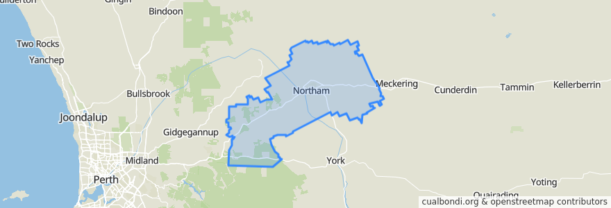 Mapa de ubicacion de Shire Of Northam.