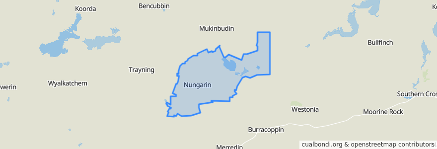 Mapa de ubicacion de Shire Of Nungarin.