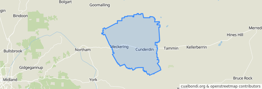 Mapa de ubicacion de Shire Of Cunderdin.