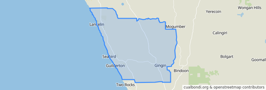 Mapa de ubicacion de Shire Of Gingin.