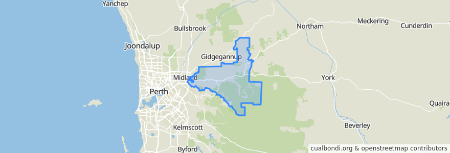 Mapa de ubicacion de Shire Of Mundaring.