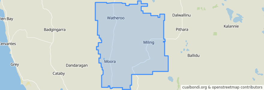 Mapa de ubicacion de Shire Of Moora.