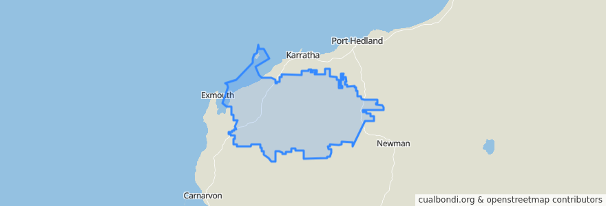 Mapa de ubicacion de Shire Of Ashburton.