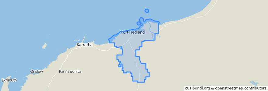 Mapa de ubicacion de Town Of Port Hedland.