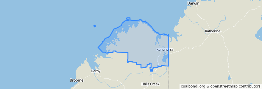 Mapa de ubicacion de Shire Of Wyndham-East Kimberley.