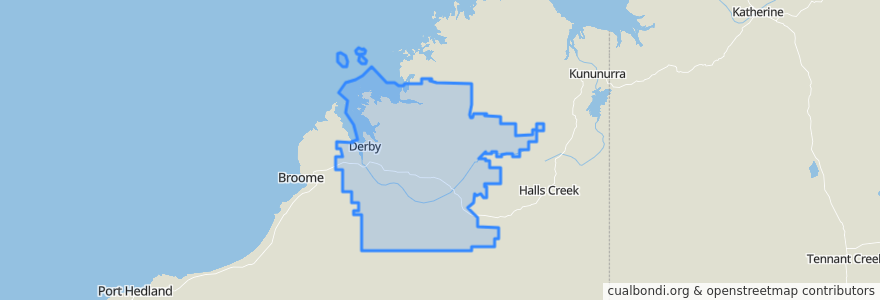 Mapa de ubicacion de Shire Of Derby-West Kimberley.