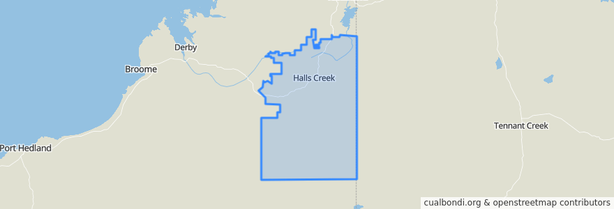 Mapa de ubicacion de Shire of Halls Creek.